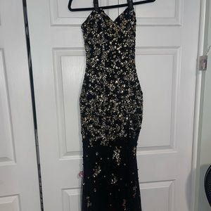 Black and Gold Jovani Strapless Prom dress